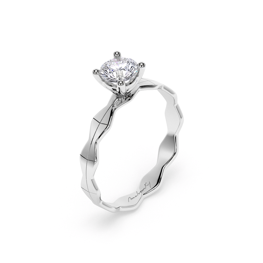 14 K White Gold Infinity Engagement Ring Round Cut 0.50 CT