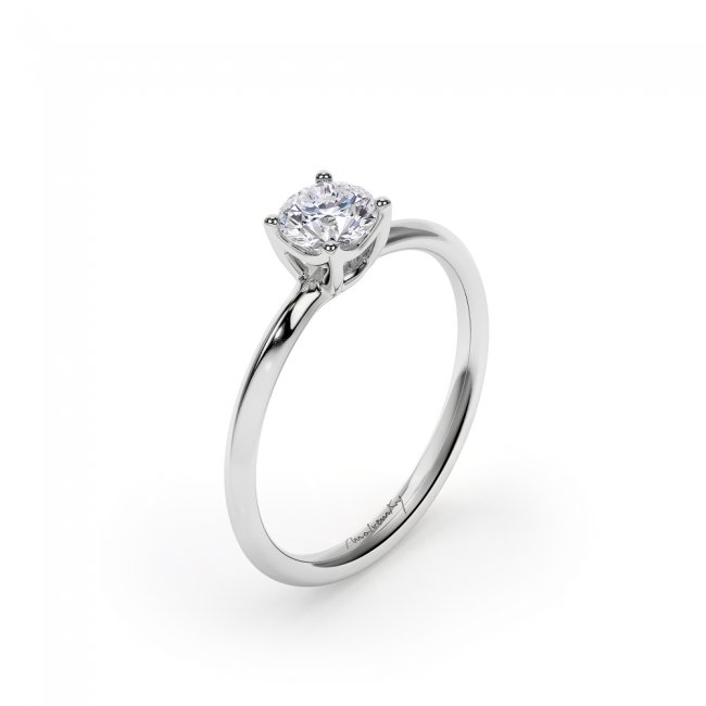 18 KT White Gold Iconic M Engagement Ring Round Cut 0.52 CT ESI1