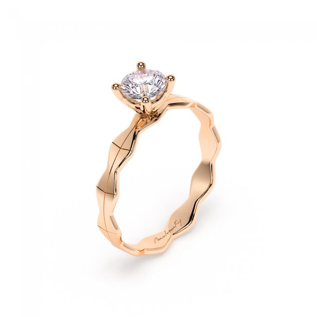 14 KT Rose Gold Infinity Engagement Ring Round Cut 0.50 CT