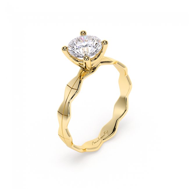 14 KT Yellow Gold Infinity Engagement Ring Round Cut 1.00 CT