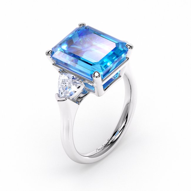 Inelul Trilogy cu topaz albastru deschis si diamante