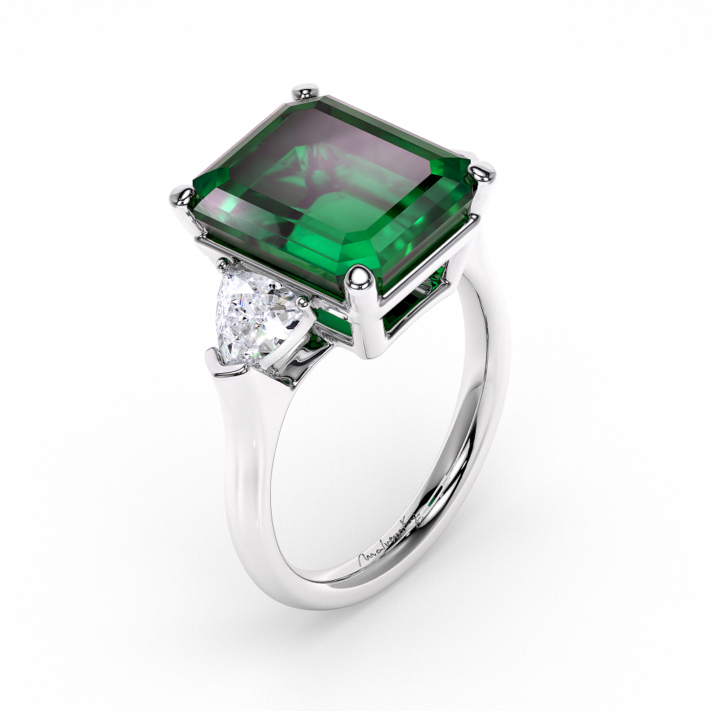 Emerald diamonds Trilogy ring