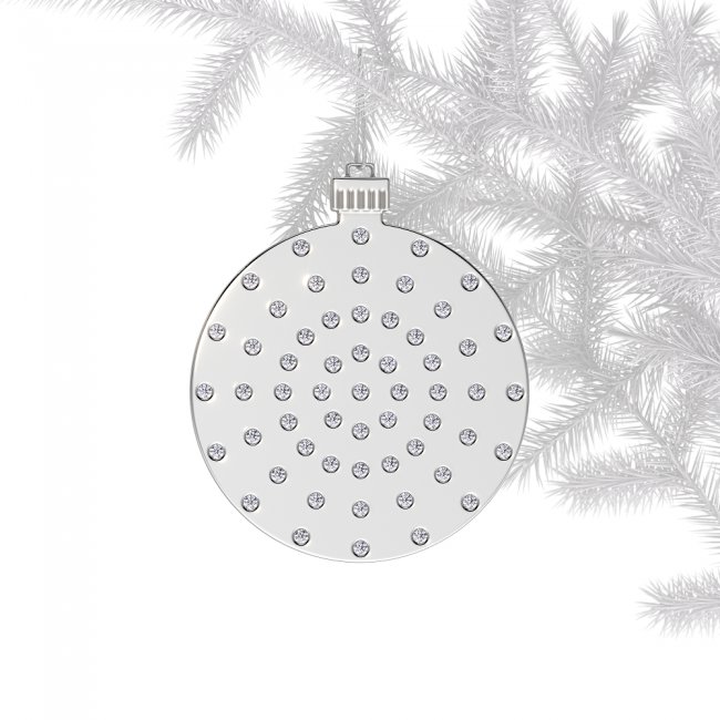 Ornament de brad Glob din alama placata cu paladiu si cristale albe