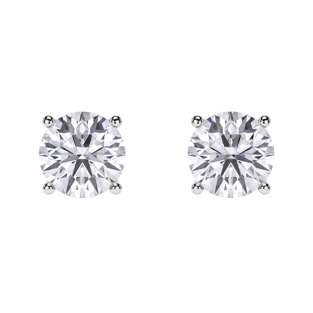 18 Kt white gold Stud Earrings with 4.10 CT Lab Diamonds