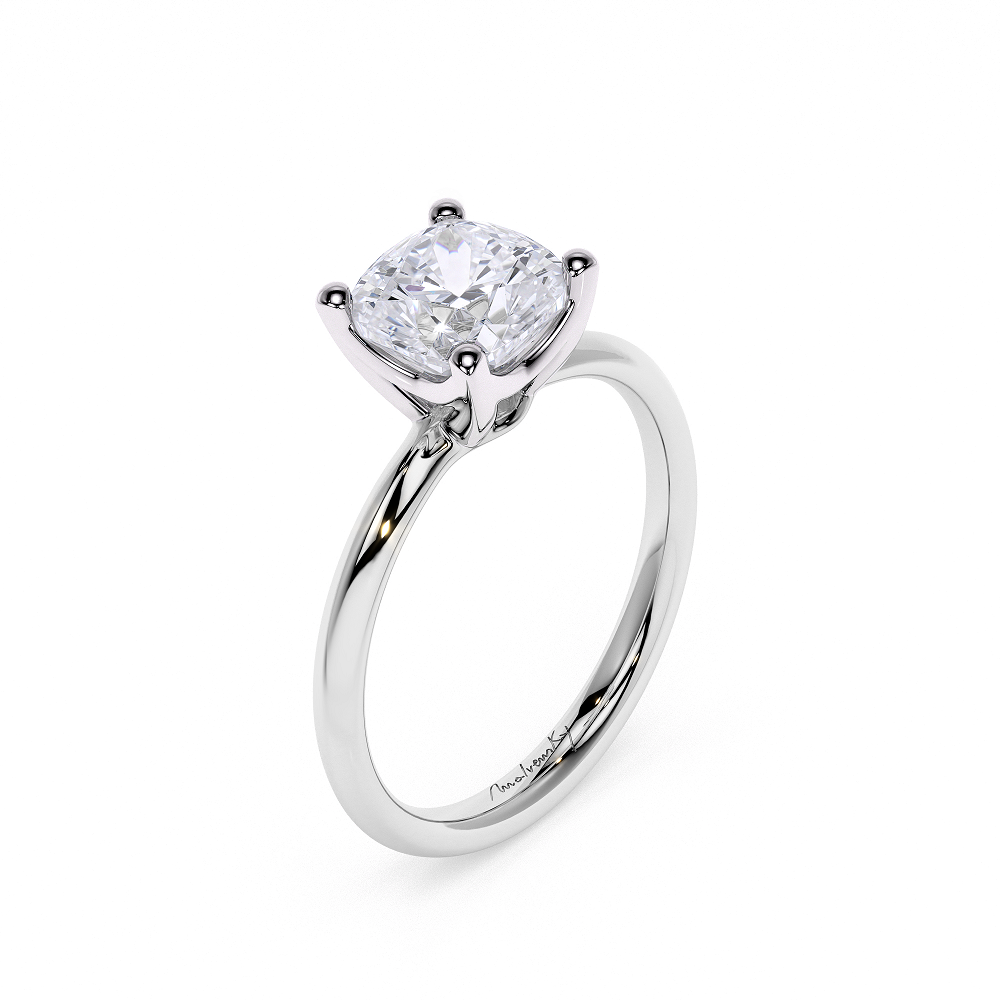 Platinum Iconic M Engagement Ring Cushion Cut 1.76 CT ESI2 Lab Grown Diamond