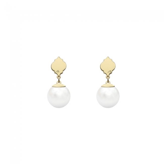 Pearls of Orient earrings, in 14 kt yellow gold