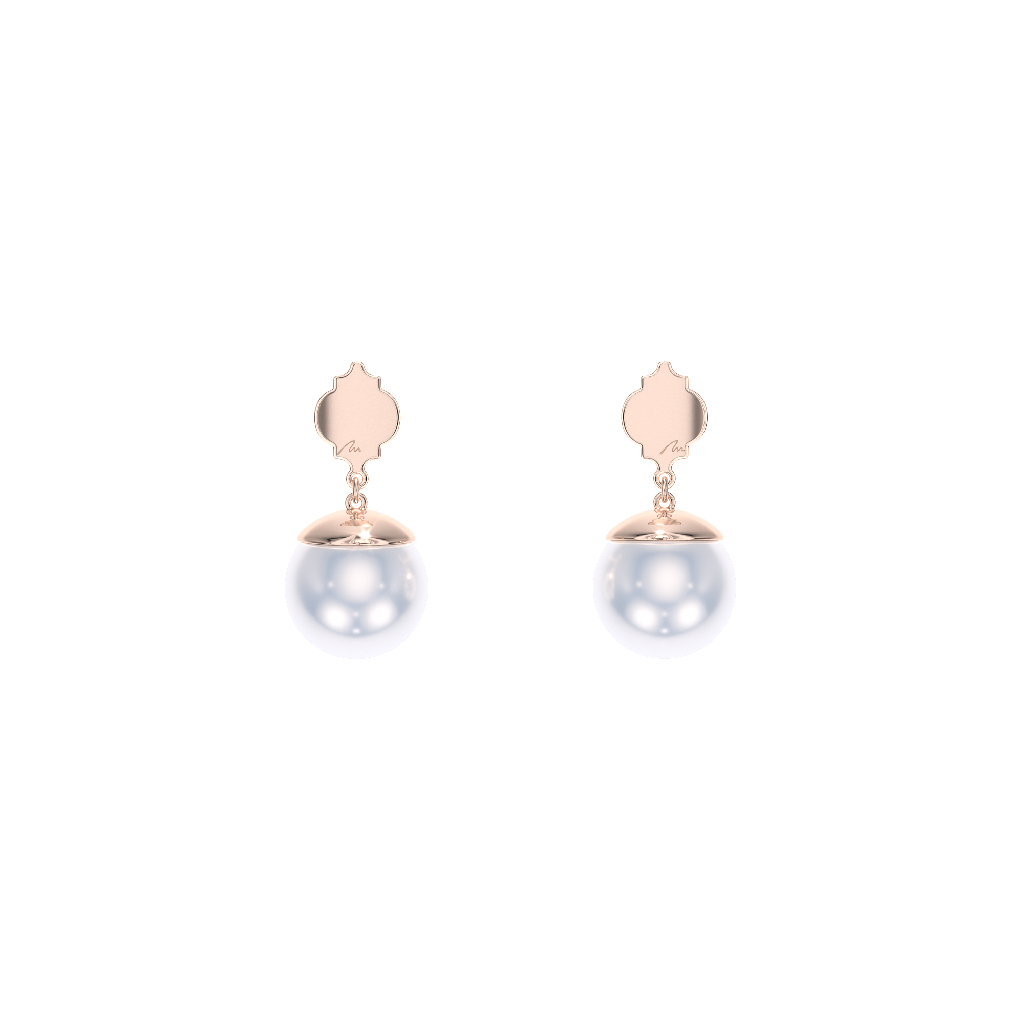 Cercei Pearls of Orient  cu perle de 10 mm, din aur roz 14 KT