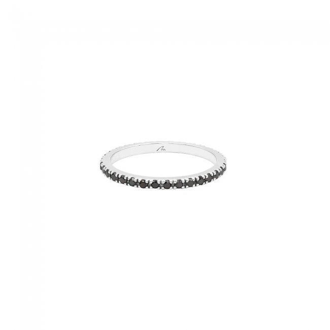 14 kt white gold Tennis ring, with black diamonds