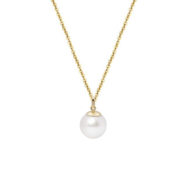 14 k yellow gold cultured pearl necklace