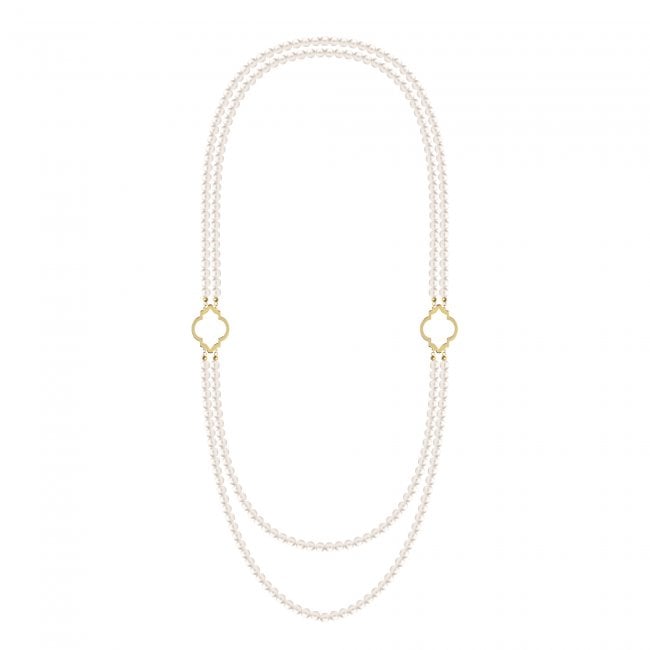 14 k gold 6mm pearls Amina twin necklace