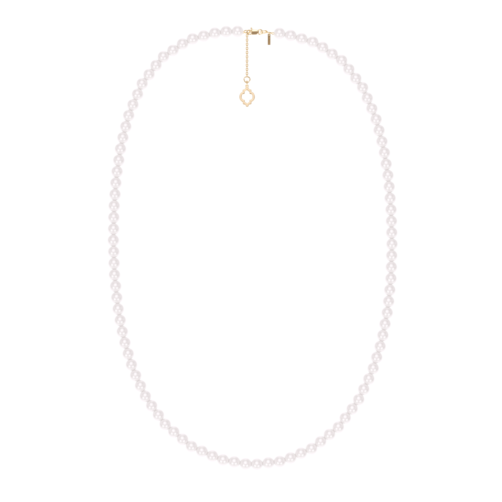 14 KT yellow gold 80 cm 6 mm pearls necklace