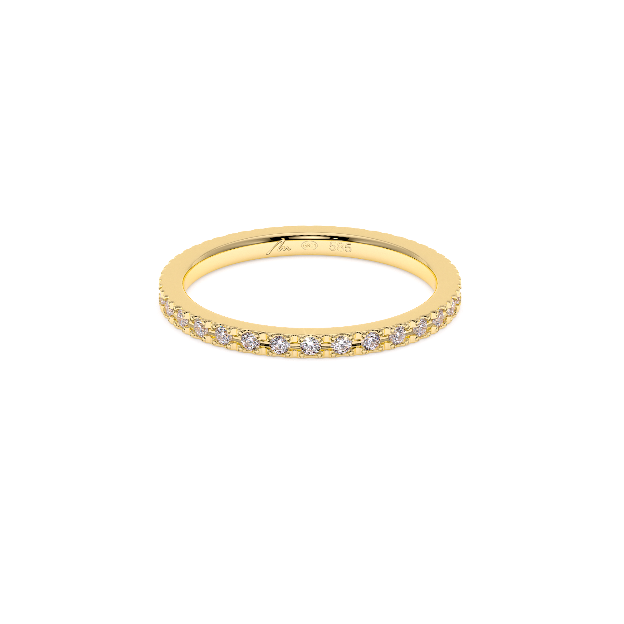 14 k yellow gold Tennis ring with 0.15 CT white diamonds