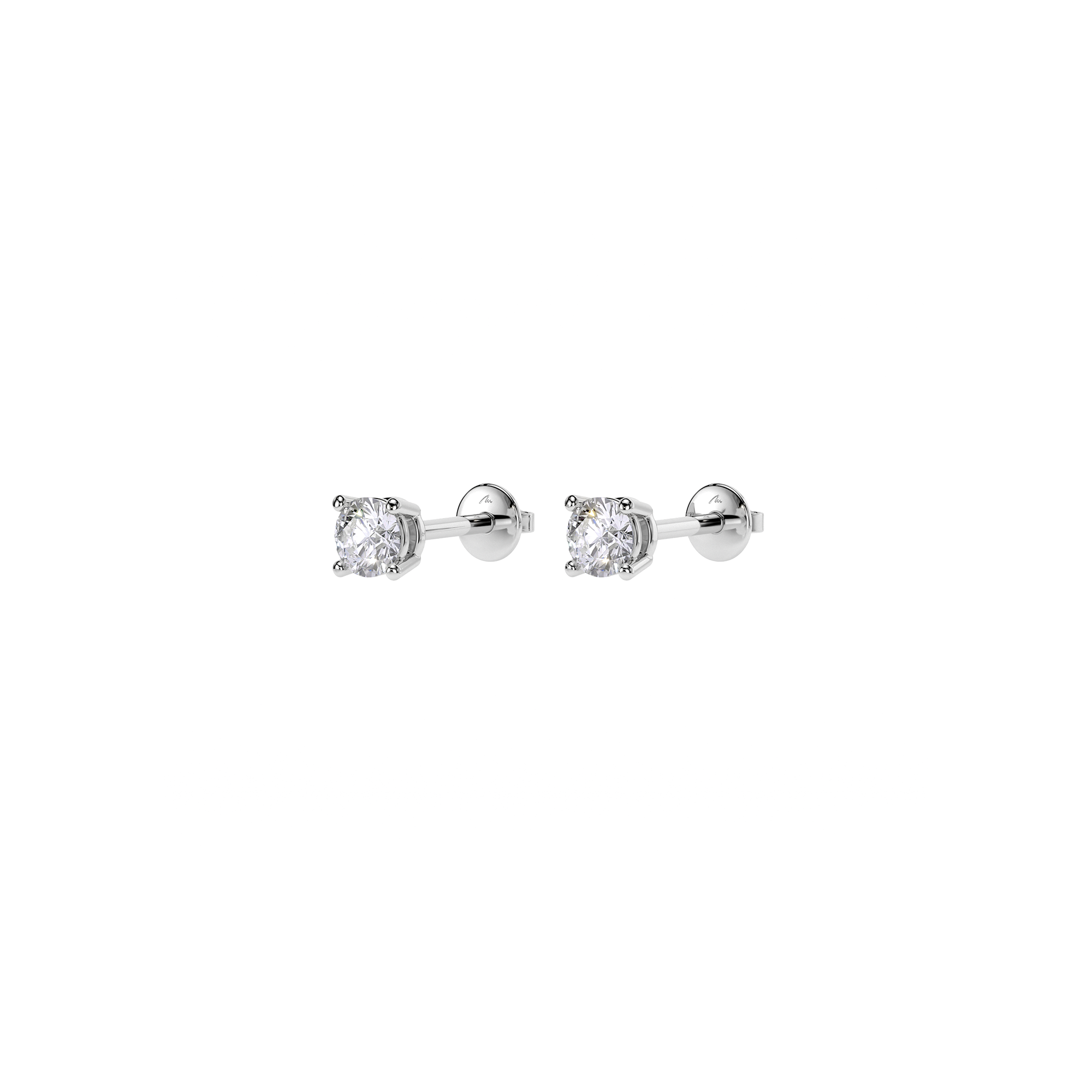 Cercei Studs, cu diamante albe 0.50 CT, din aur alb 14 KT