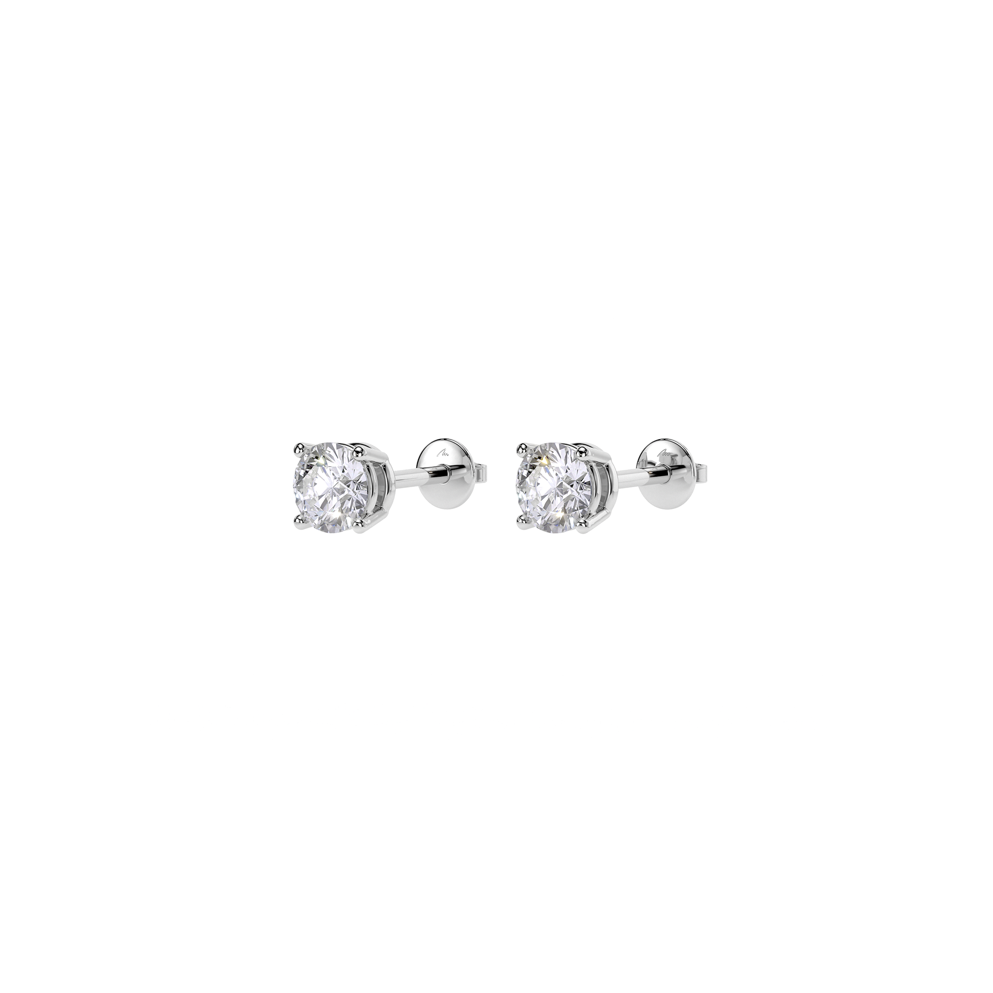 Cercei Studs, cu diamante albe 1.00 CT, din aur alb 14 KT