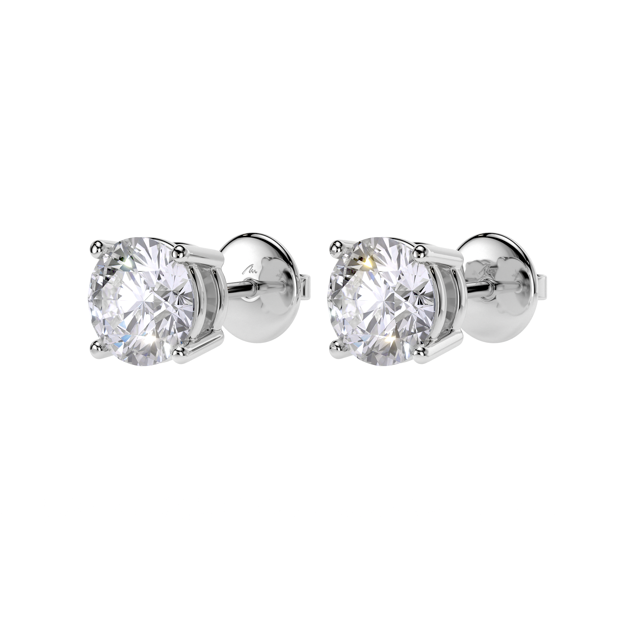 14 k white gold white diamonds 2.00 CT Studs earrings