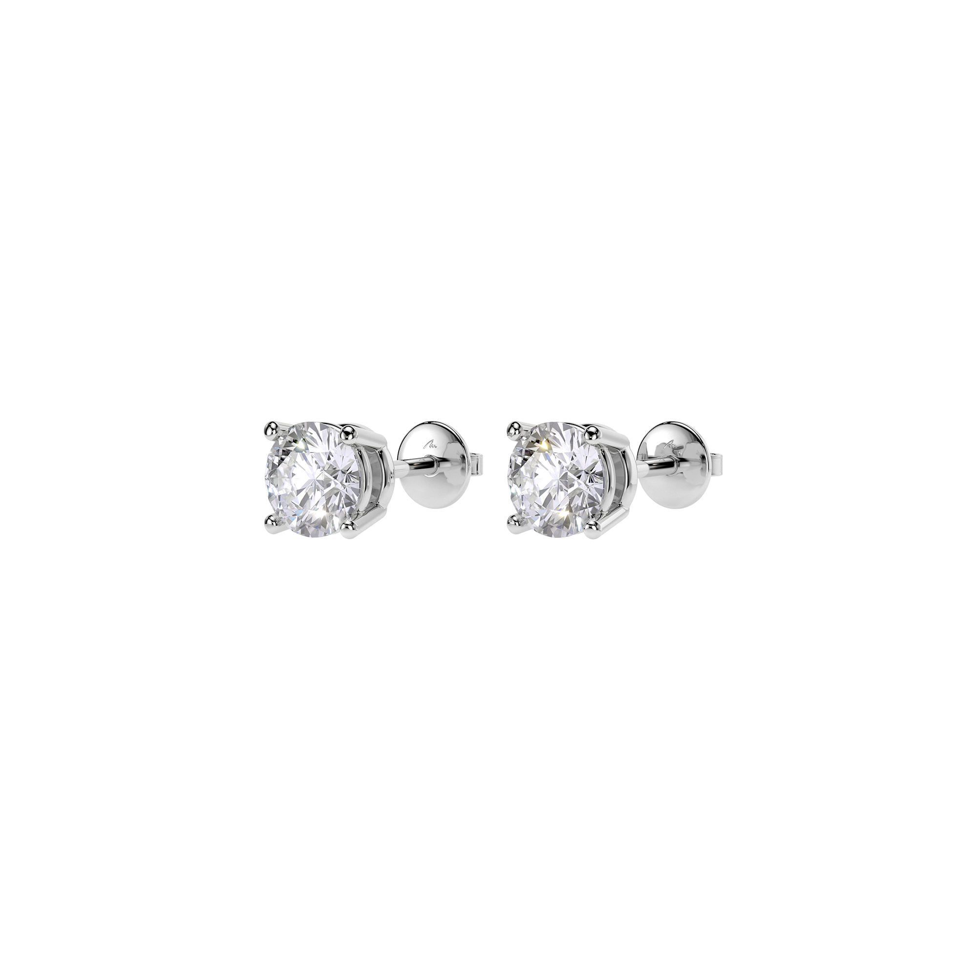 Cercei Studs, cu diamante albe 2.00 CT, din aur alb 14 KT