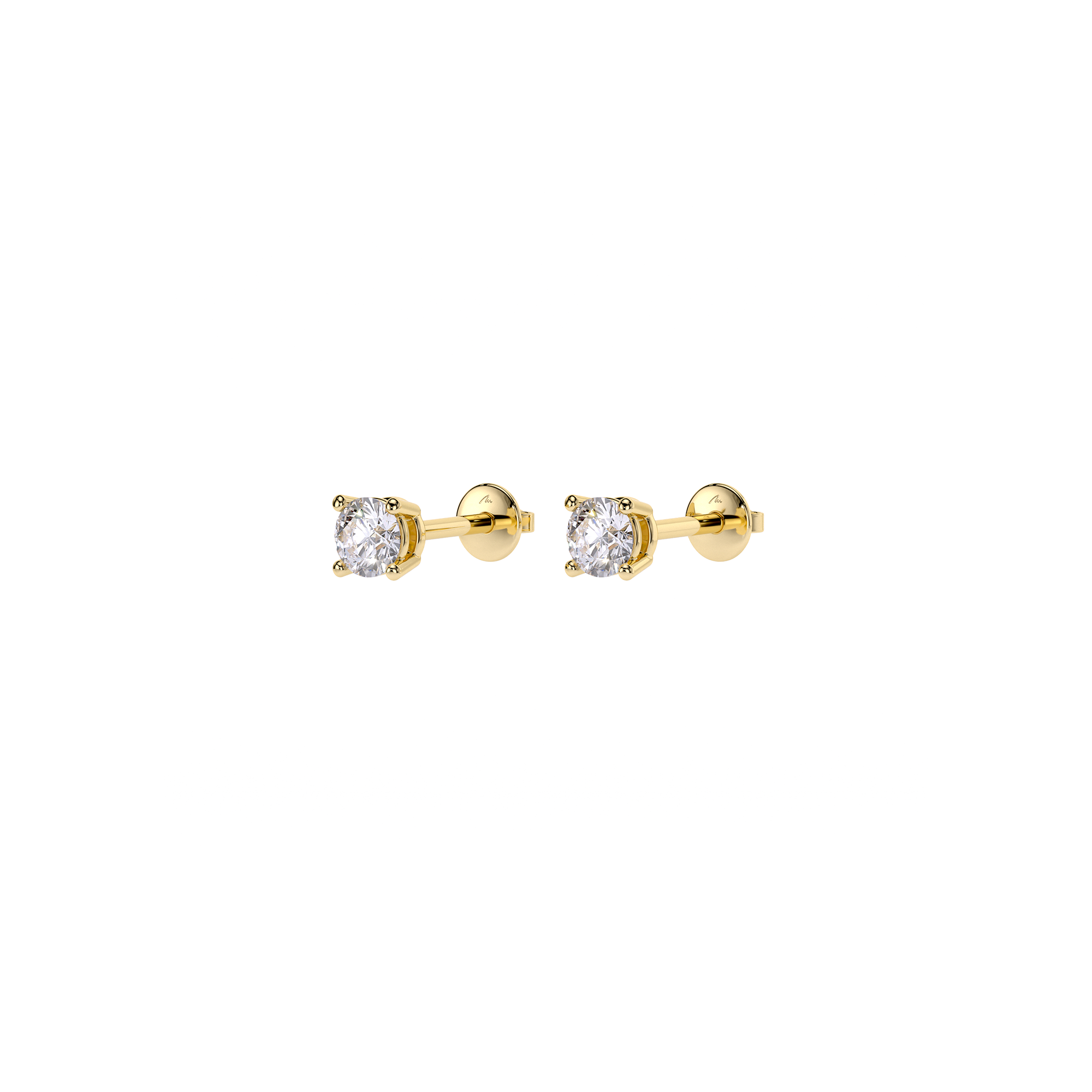 14 k yellow gold white diamonds 0.50 CT Studs earrings