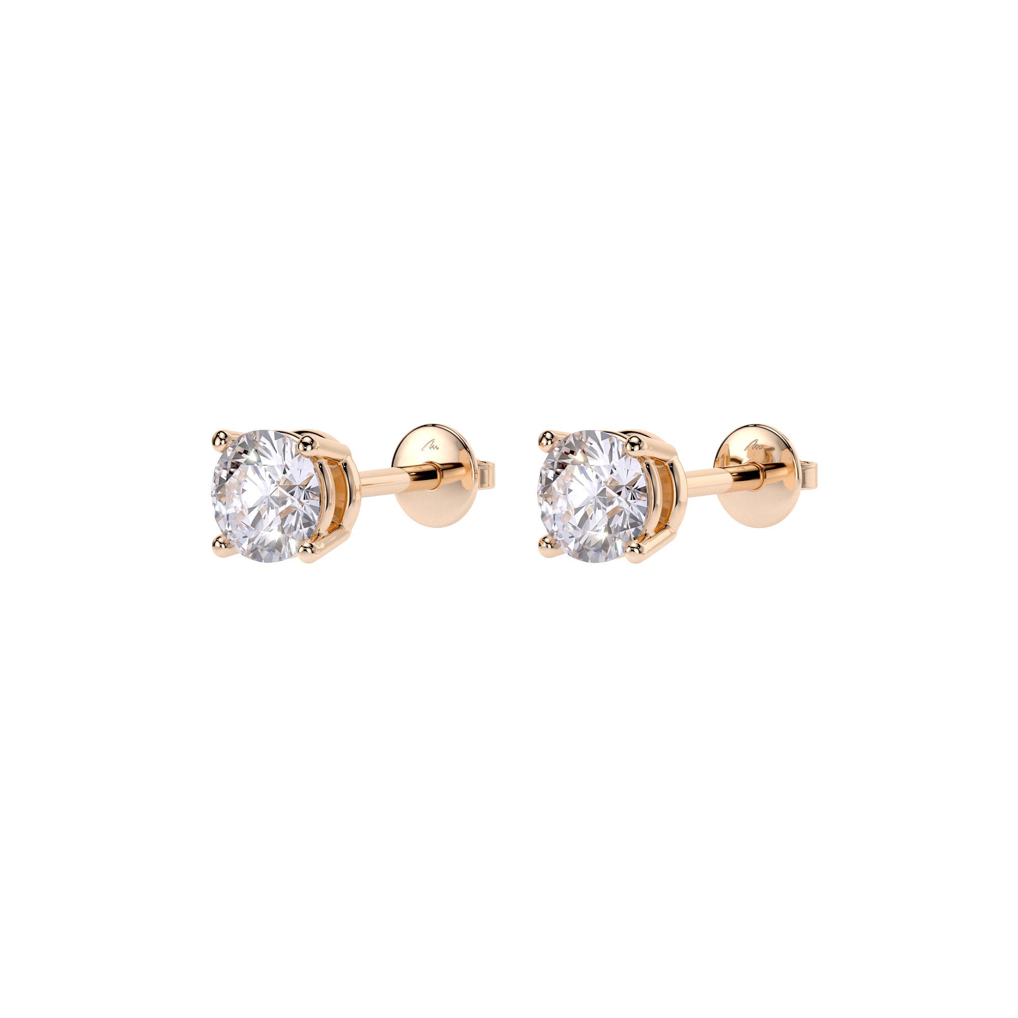 14 kt rose gold white diamonds 0.50 ct Stud Earrings