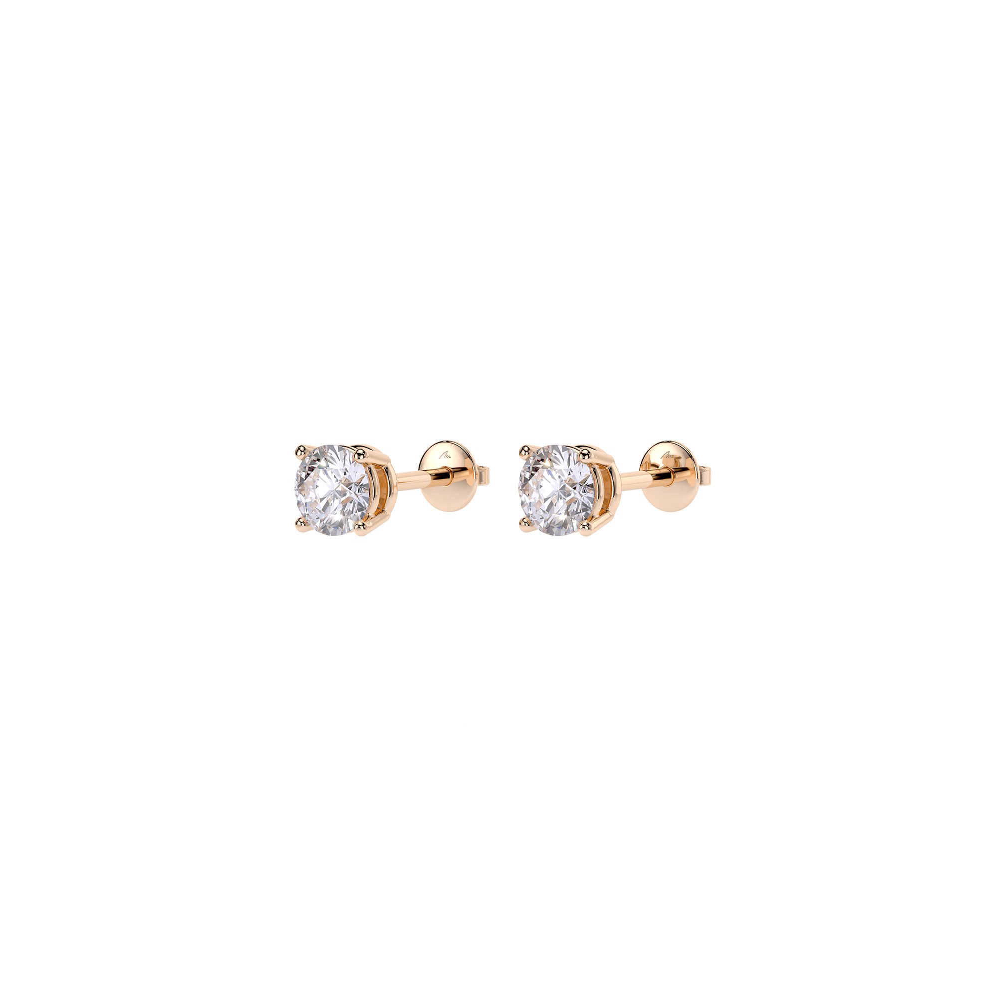 14 k rose gold white diamonds 1.00 ct Studs earrings