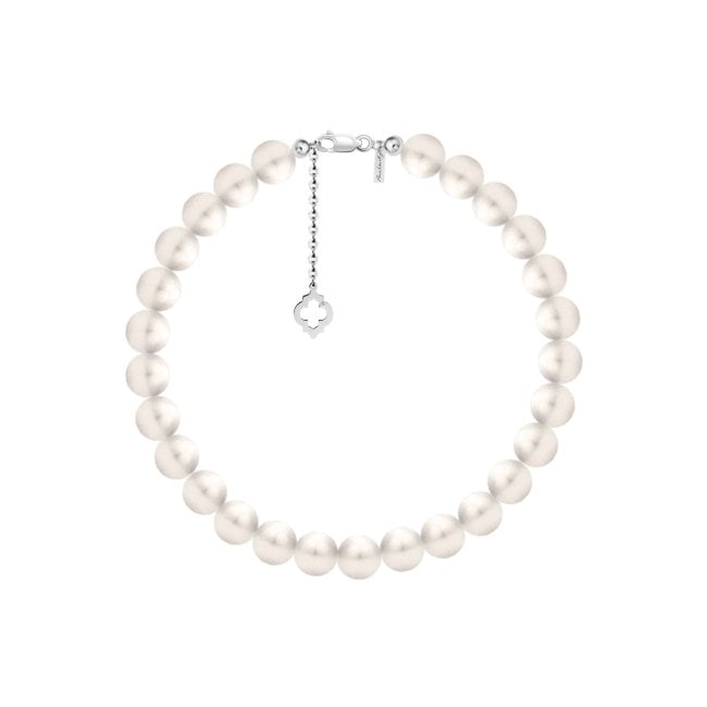 Bratara Amina cu perle de 6 mm, din aur alb 14 KT