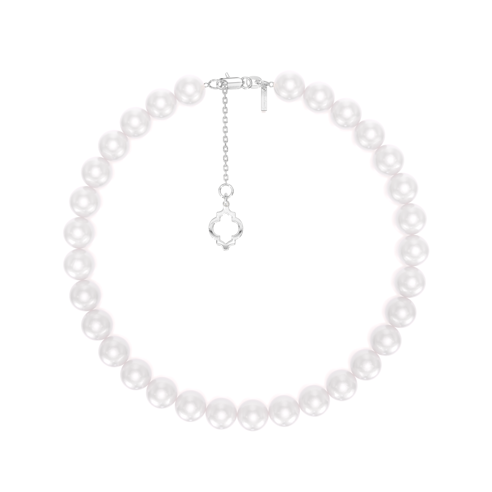 Bratara Amina cu perle de 6 mm, din aur alb 14 KT