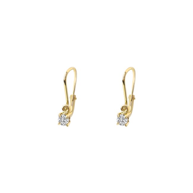 14 k yellow gold white diamonds Baby diamonds earrings