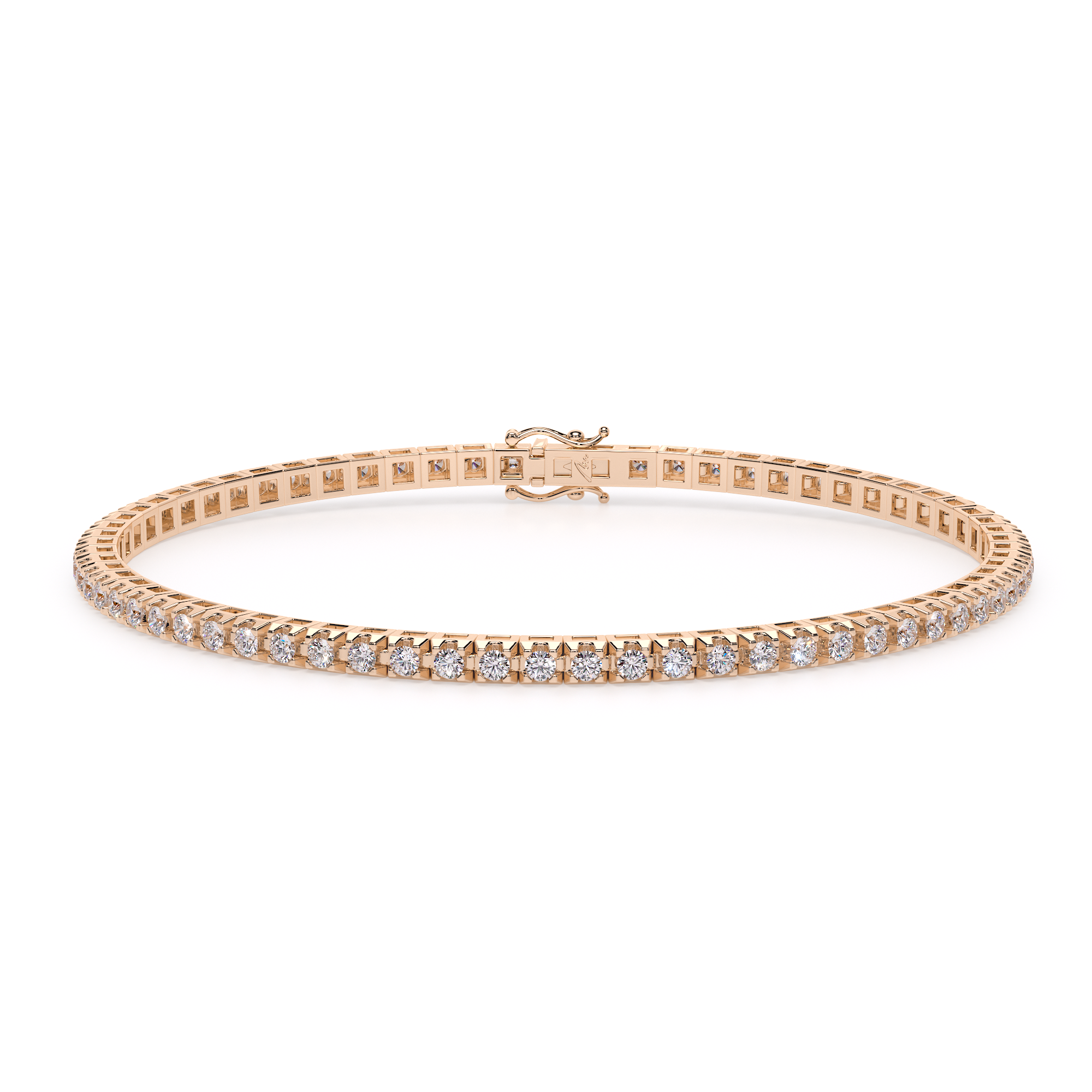 18 k rose gold Tennis Bracelet, with 3.50 CT diamonds