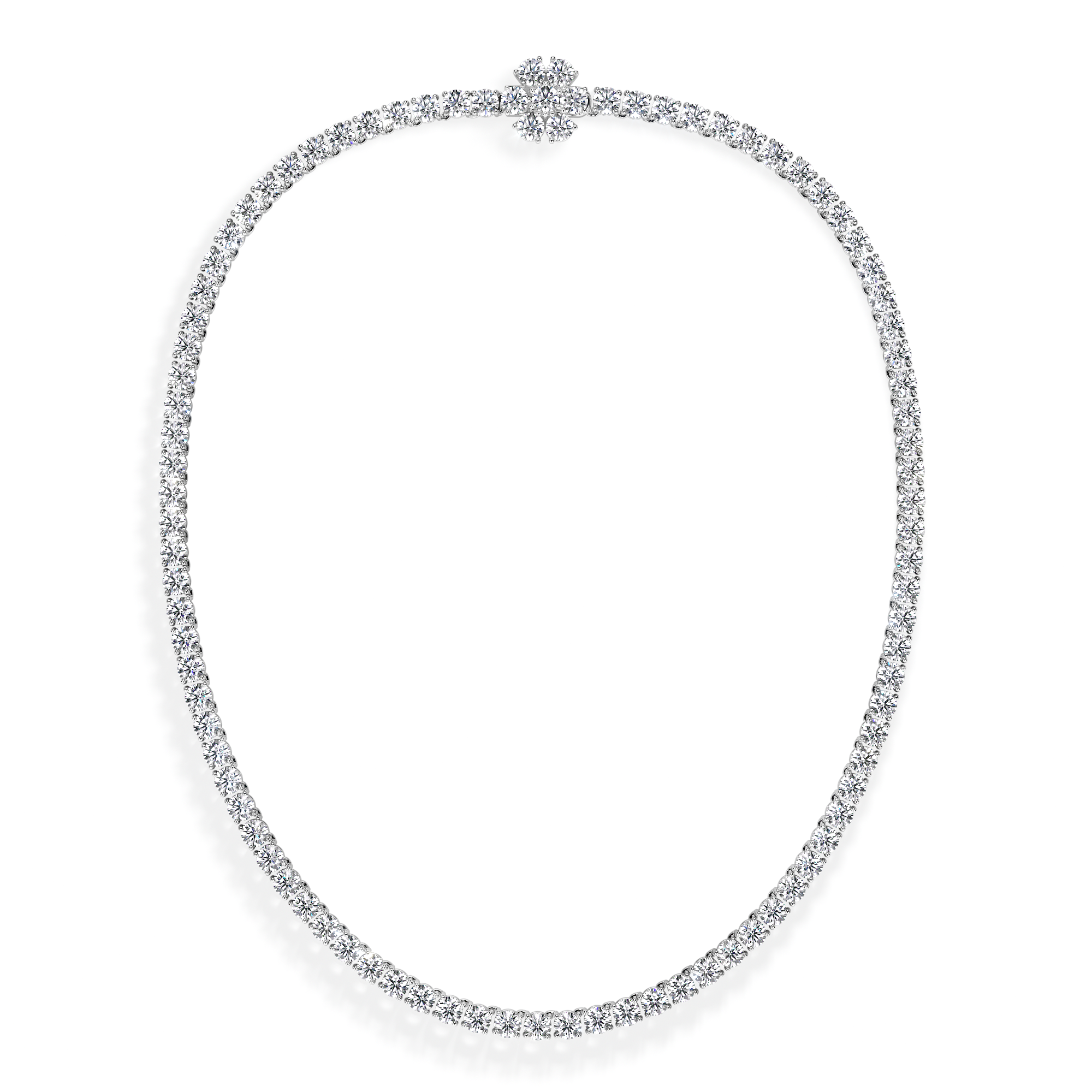 18 k white gold Tennis Necklace, with 23.50 CT white diamonds