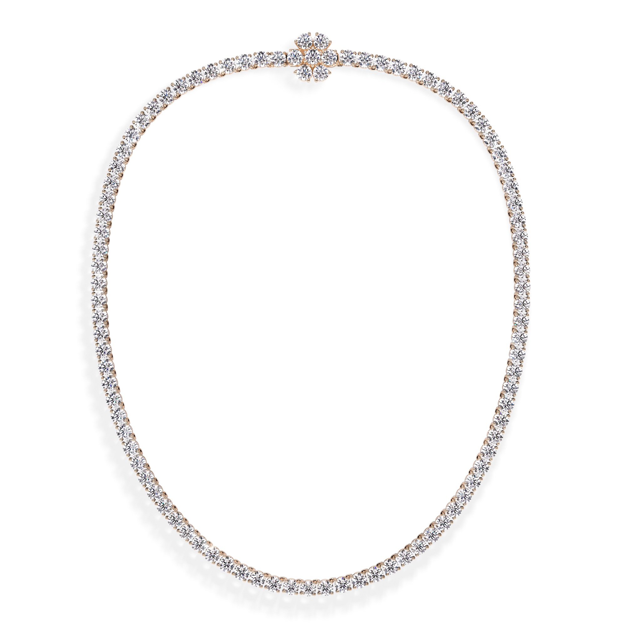 18 k rose gold Tennis Necklace, with 23.50 CT white diamonds