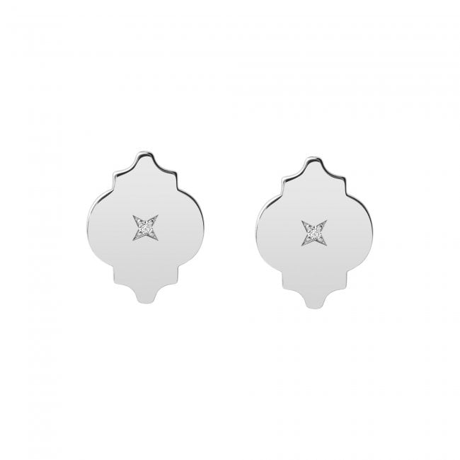 14 k white gold Alaya earrings with white diamonds