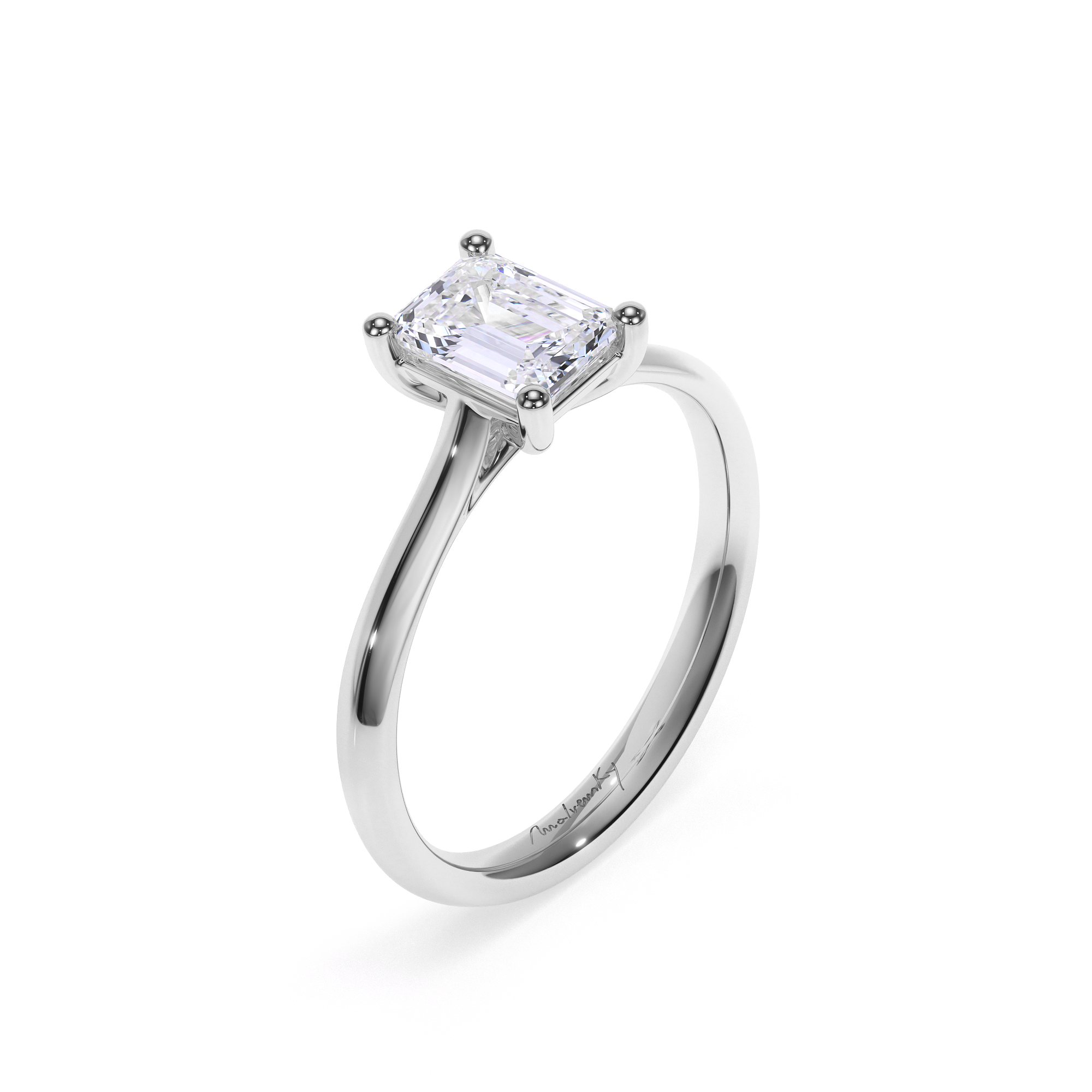 Platinum Classic Engagement Ring Emerald Cut 1.02 CT DVVS1