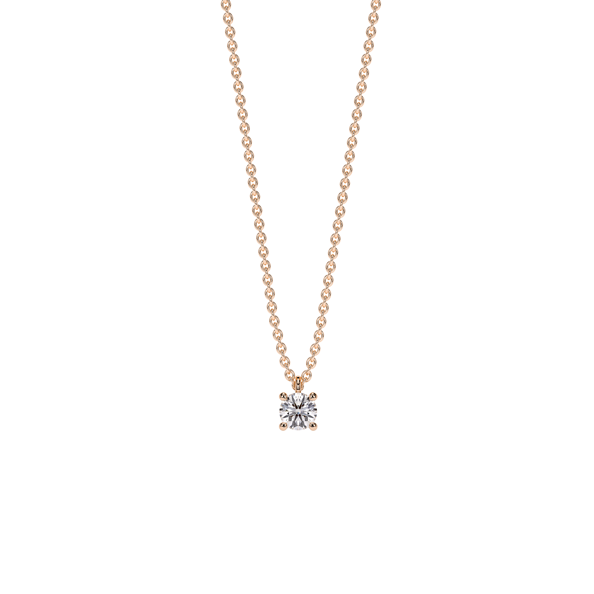 14 k rose gold Solitaire necklace, with 1 white 0.25 ct diamond