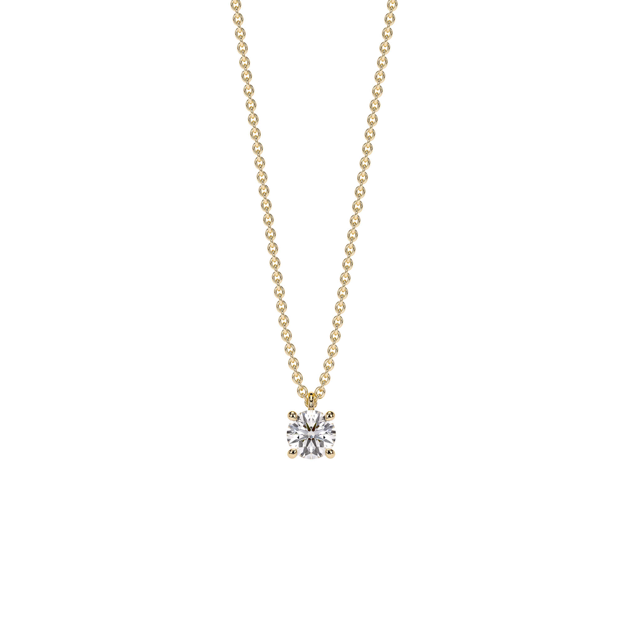 14 k yellow gold Solitaire necklace, with 1 white 0.50 ct diamond