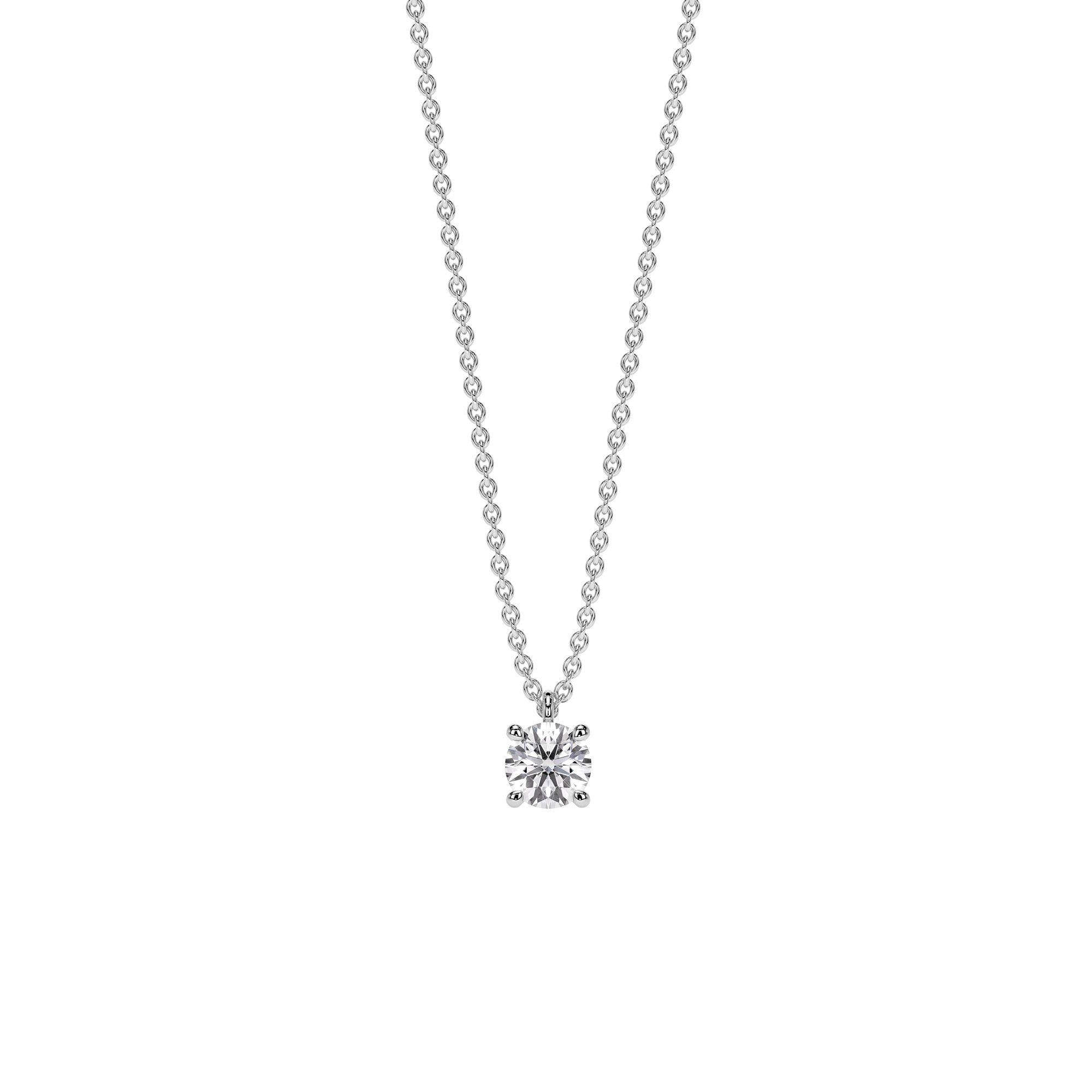 14 k white gold Solitaire necklace, with 1 white 0.50 ct diamond
