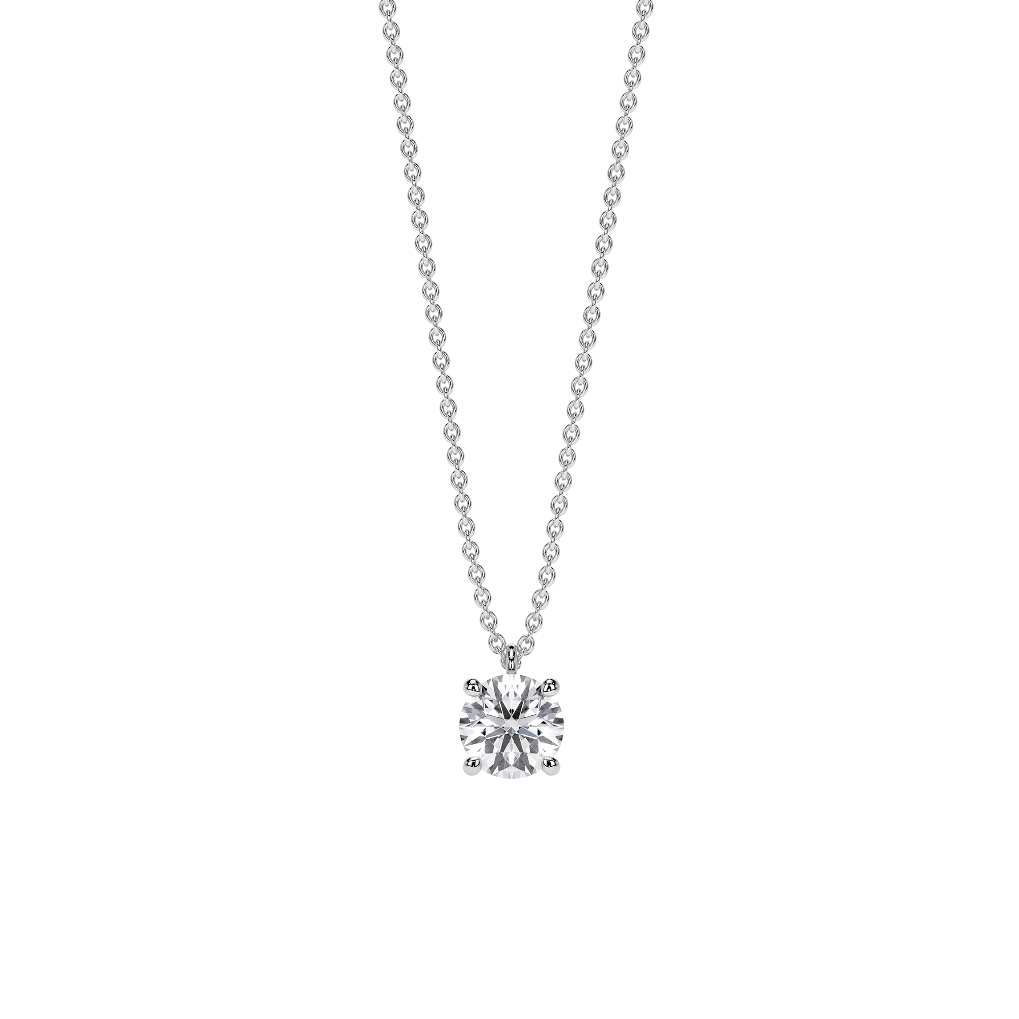 14 k white gold Solitaire necklace, with 1 white 1.00 ct diamond