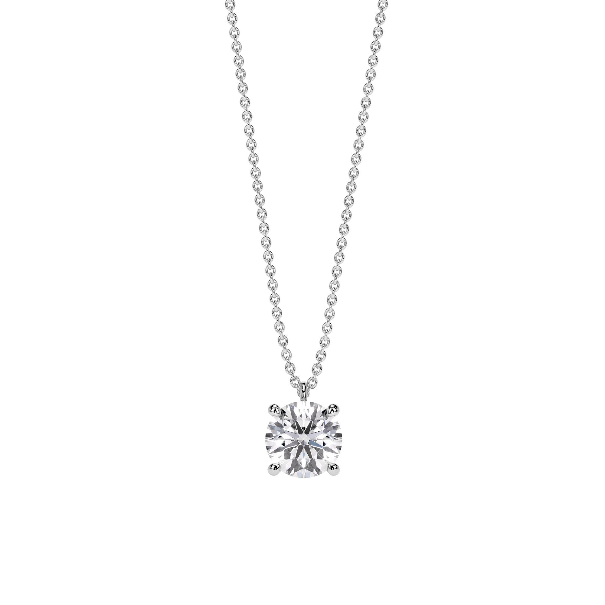14 k white gold Solitaire necklace, with 1 white 2.00 ct diamond