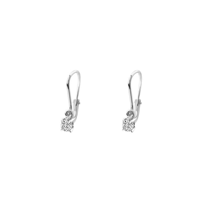 14 k white gold white diamonds Baby diamonds earrings