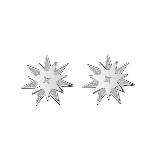 14 k white gold Luceafar earrings with one element