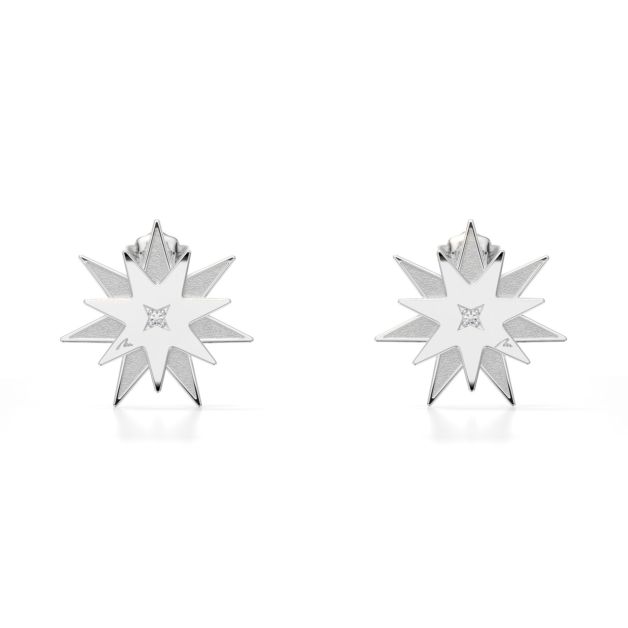 14 KT white gold Luceafar S earrings