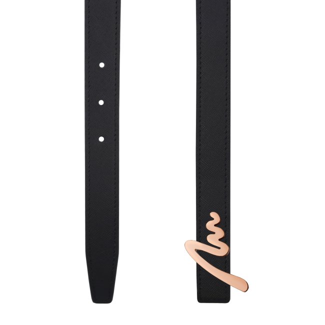 Monogram M belt, black leather