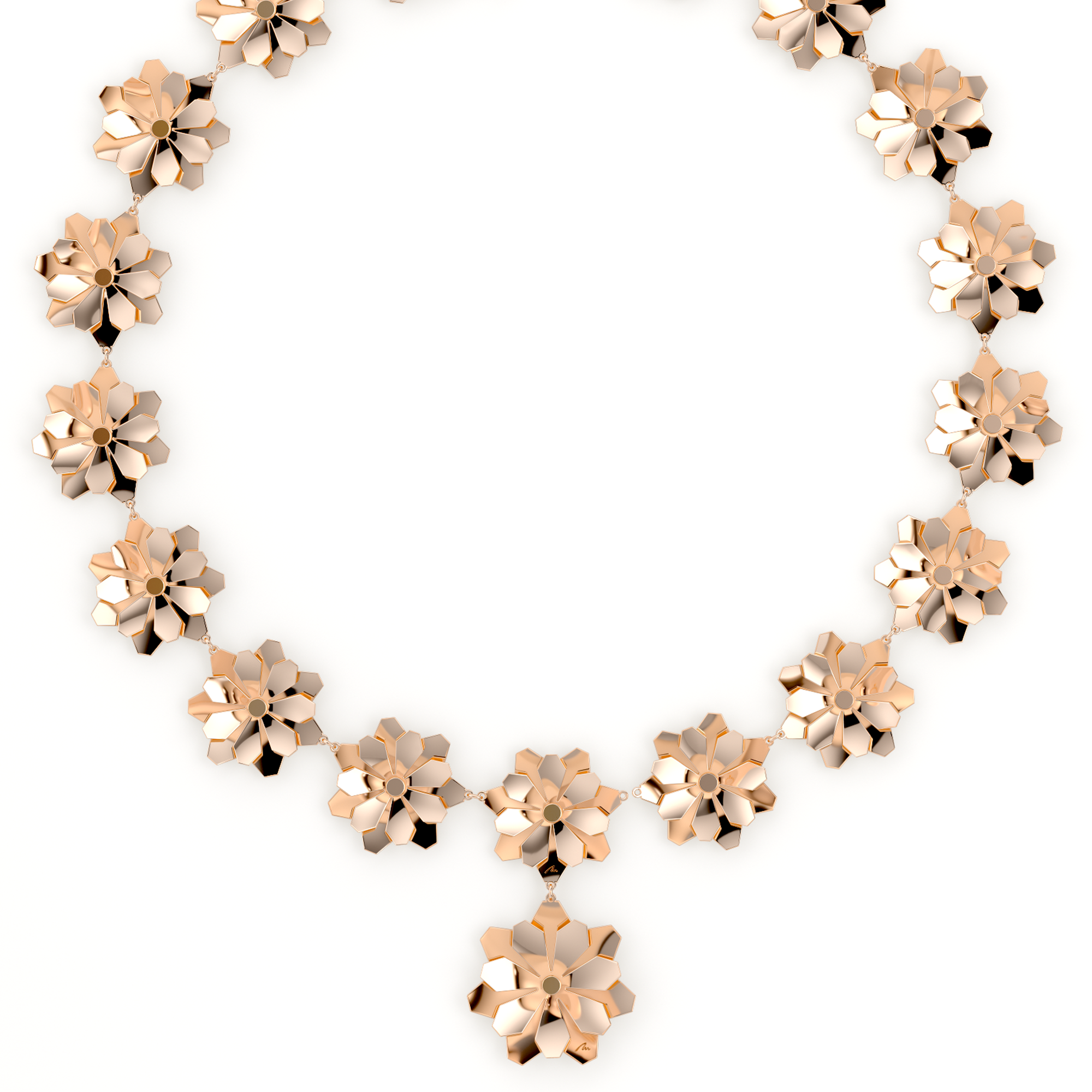 14 k rose gold Grace Flower 18 Double necklace