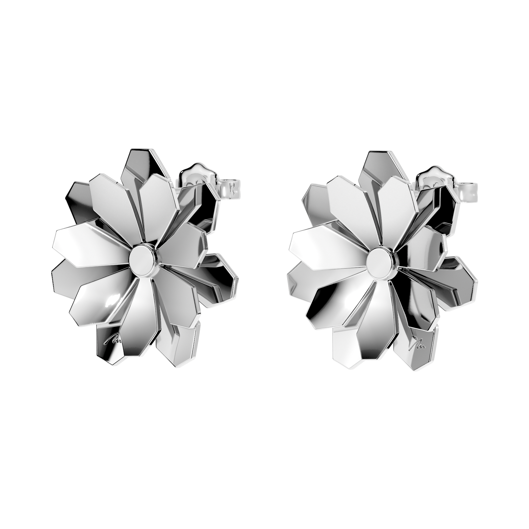 14 k white gold Grace Flower Double earrings