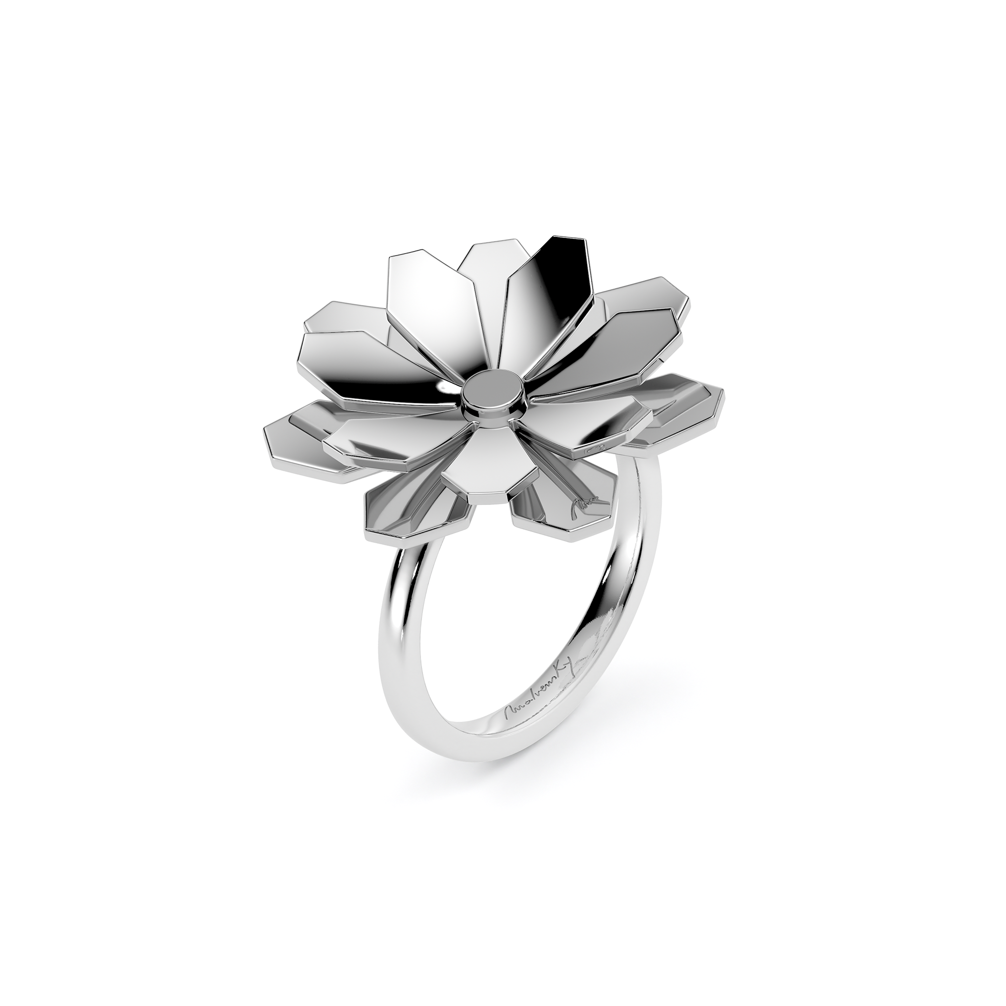 14 k yellow gold Grace Flower Double ring