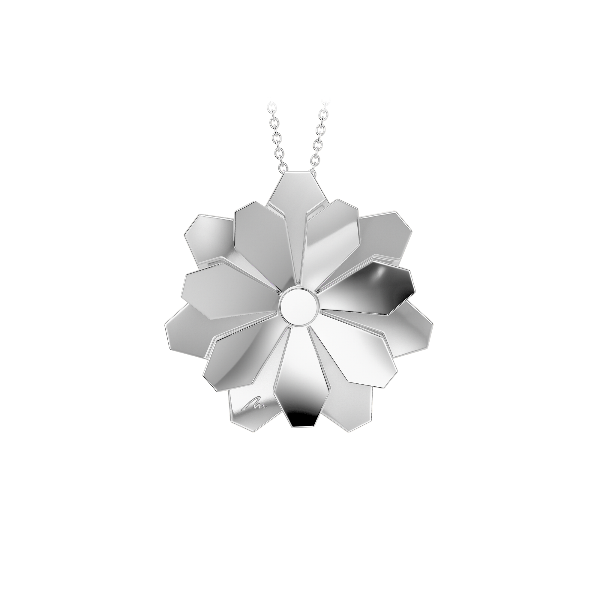 14 k white gold Grace Flower Double pendant