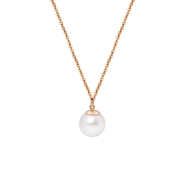 14 k rose gold cultured pearl necklace