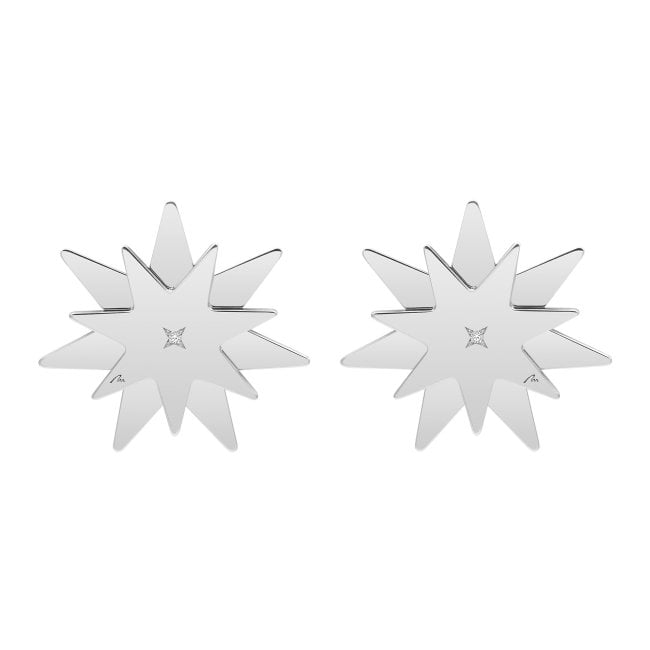 14 k white gold Luceafar M earrings