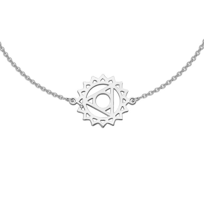 14 KT white gold Vishudda Throat Chakra chain bracelet