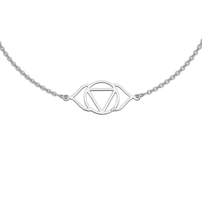 14 KT white gold Ajna Third Eye Chakra chain bracelet