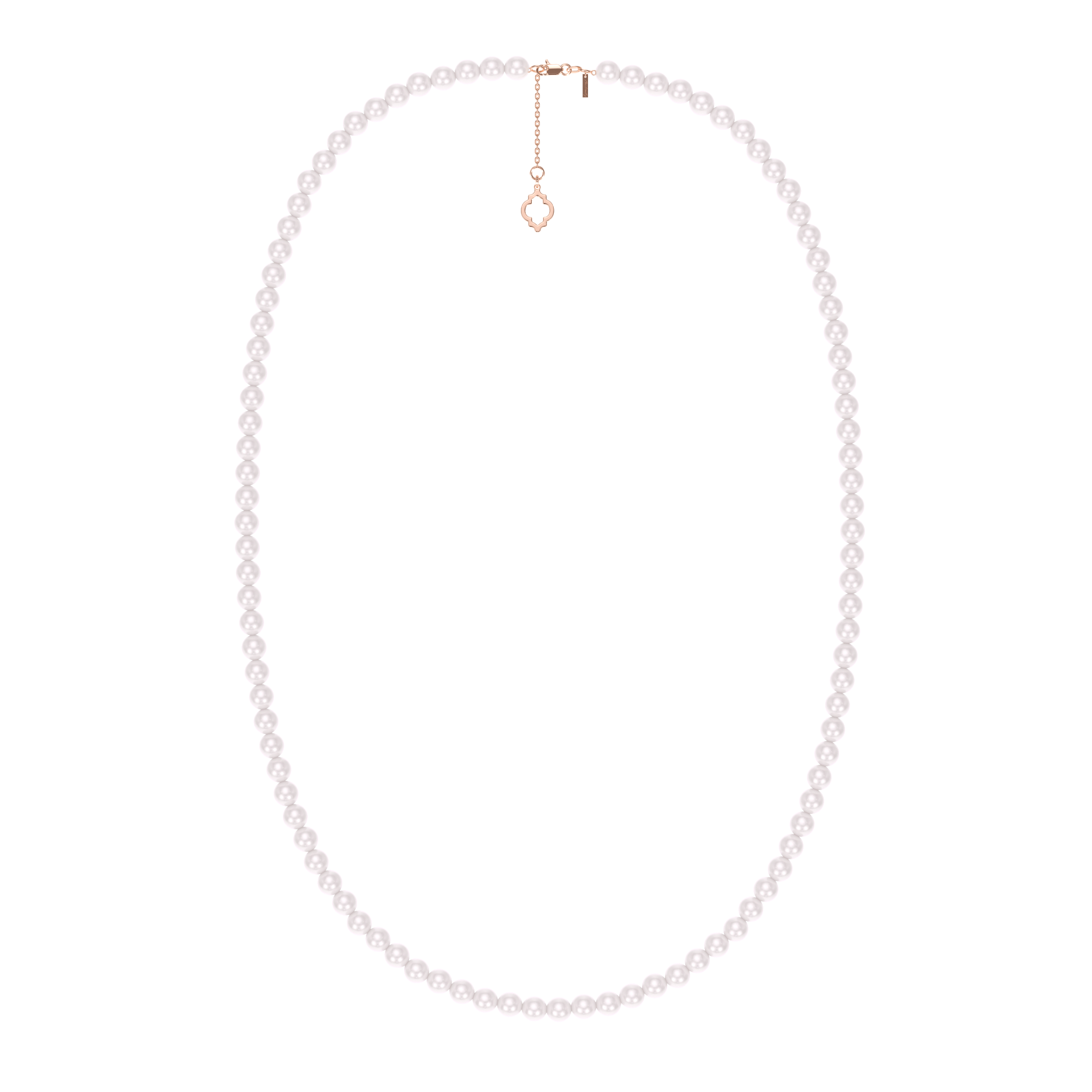 Colier 80 cm cu perle de 6 mm, din aur roz 14 KT
