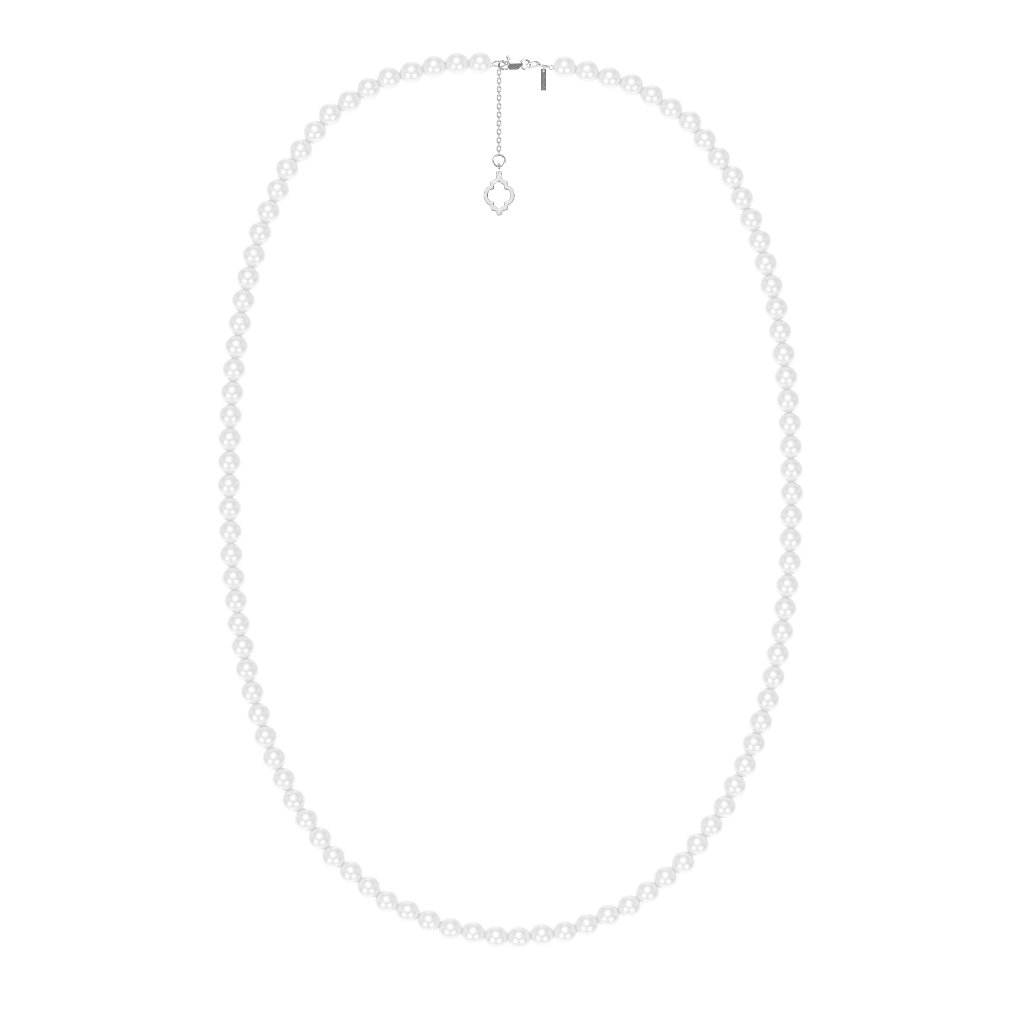 14 KT white gold 80 cm 6 mm pearls necklace